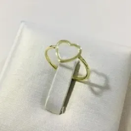 ANEL CORAÇÃO CENTRO DOURADO