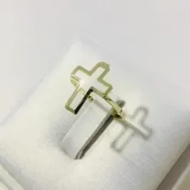 ANEL CRUZ VAZADO DOURADO