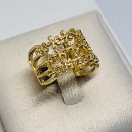 ANEL VÁRIAS FLORES GRANDE DOURADO