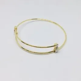 BRACELETE FEMININO 2 PEDRAS STRASS DOURADO