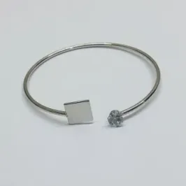 BRACELETE FEMININO QUADRADO COM BOLA INOX
