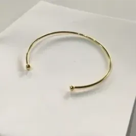BRACELETE FEMININO REGULÁVEL DUAS BOLINHAS DOURADO