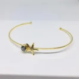 BRACELETE FEMININO REGULÁVEL ESTRELA DO MAR ZIRCÔNIA