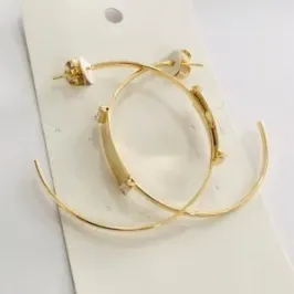 BRINCO ARGOLA PLACA E PEDRA GRANDE DOURADO