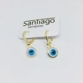 BRINCO ARGOLINHA TRANQUETA OLHO GREGO AZUL ADNY