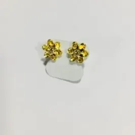 BRINCO FLOR COM PEDRA DE STRASS N3 DOURADO