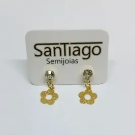 BRINCO FLOR COM STRASS PENDUREZA LEVE FTQ