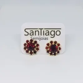 BRINCO FLOR DE STRASS CORES VARIADAS ADNY