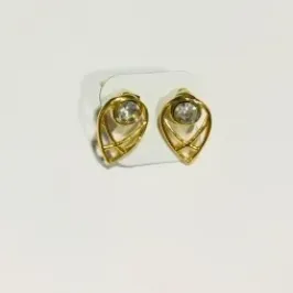 BRINCO GOTA TRANÇADA COM STRASS DOURADO