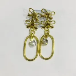 BRINCO LAÇO DUPLO COM STRASS PENDUREZA 