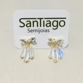 BRINCO LAÇO STRASS COM ZIRCÔNIA PENDUREZA