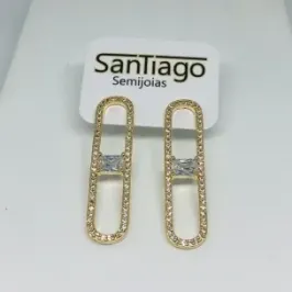 BRINCO OVAL LONGO MICROZIRCÔNIA GRANDE