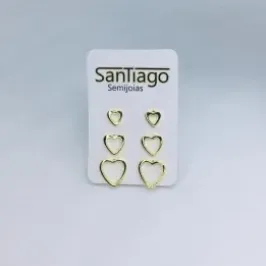 BRINCO TRIO CORAÇÃO VAZADO ADNY
