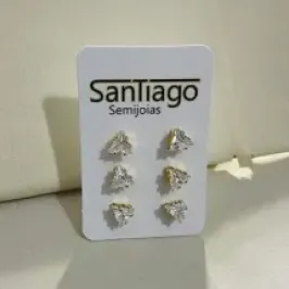 BRINCO TRIO ZIRCÔNIA PEDRA TRIANGULAR 