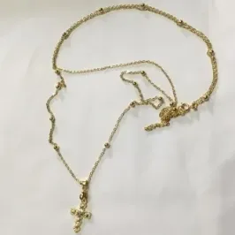 COLAR COM CRUCIFIXO DUPLO DOURADO 66 CM
