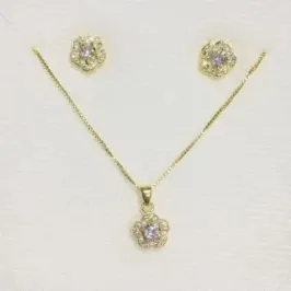 CONJUNTO ESTRELAS MIRCOZIRCONIA DOURADO