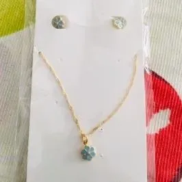 CONJUNTO FLOR ROSA DOURADO 