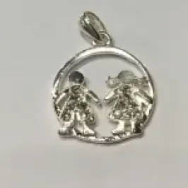PINGENTE CASAL PEDRA CHECA BANHO DE PRATA