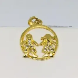 PINGENTE CASAL PEDRA CHECA DOURADO