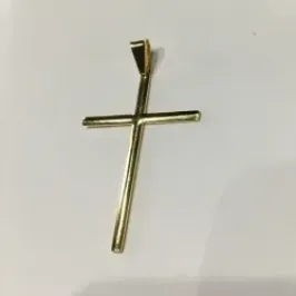 PINGENTE CRUCIFIXO LISO MÉDIO FINO DOURADO 3CM X 5CM