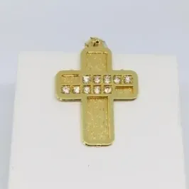 PINGENTE CRUCIFIXO TRABALHADO COM STRASS 2CM X 3CM