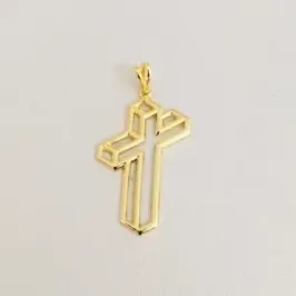 PINGENTE CRUCIFIXO VAZADO 3D DOURADO