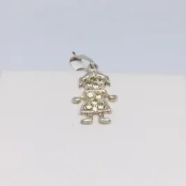 PINGENTE MENINA PEDRA CHECA BANHO DE PRATA
