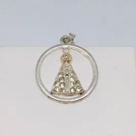 PINGENTE NOSSA SENHORA ARREDONDADA BANHO DE PRATA 