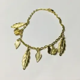 PULSEIRA FEMININA FOLHA LONGA DOURADA 19 CM