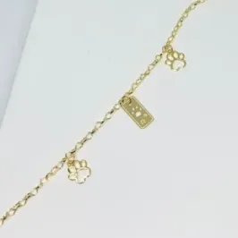 PULSEIRA INFANTIL PATA DE CACHORRO PLAQUINHA ADNY