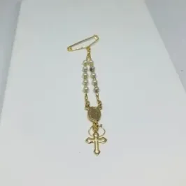 TERÇO DE LAPELA PÉROLA DOURADO DCAR