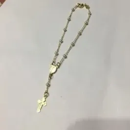 TERÇO PULSEIRA TRADICIONAL DOURADA 20 CM