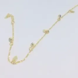 TORNOZELEIRA CORAÇÃO COM STRASS DOURADO