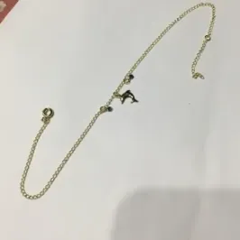 TORNOZELEIRA GOLFINHO DUAS PEDRAS DOURADA 28 CM