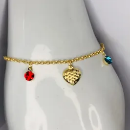 PULSEIRA CORAÇÃO VAZADO STRASS AZUL E VERMELHO FTQ
