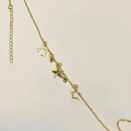 TORNOZELEIRA ESTRELAS INTERCALADAS COM STRASS ADNY