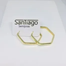 BRINCO ARGOLA HEXÁGONA MÉDIA DOURADO DCAR
