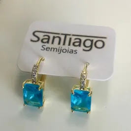 BRINCO ARGOLINHA CLICK QUADRADO AZUL PH