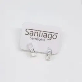 BRINCO ARGOLINHA FILETE ZIRCÔNIA BANHO DE PRATA