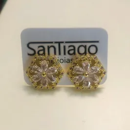 BRINCO SEXTAVADO FLORES EM FILETE ZIRCÔNIA SPE