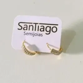 BRINCO ARGOLINHA 2 FILEIRAS MÉDIO MICROZIRCONIA DOURADO