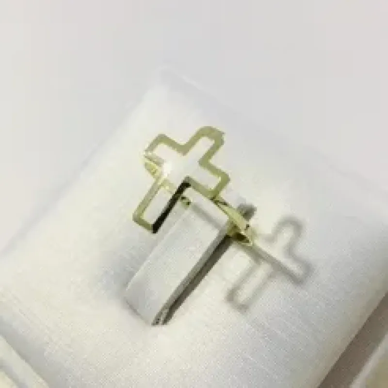 ANEL CRUZ VAZADO DOURADO