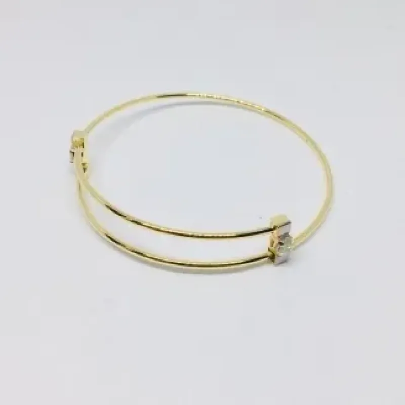 BRACELETE FEMININO 2 PEDRAS STRASS DOURADO
