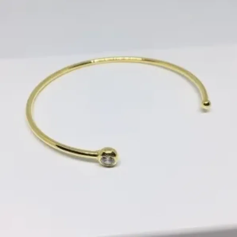 BRACELETE FEMININO REGULÁVEL BOLINHA E ZIRCÔNIA 