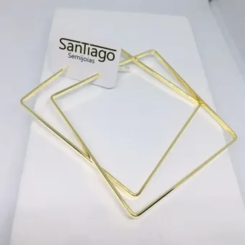 BRINCO ARGOLA QUADRADA FIO LAMINADO GRANDE 