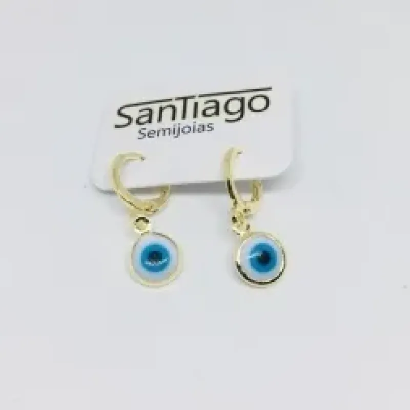 BRINCO ARGOLINHA TRANQUETA OLHO GREGO AZUL ADNY