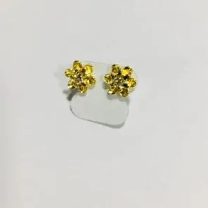 BRINCO FLOR COM PEDRA DE STRASS N3 DOURADO
