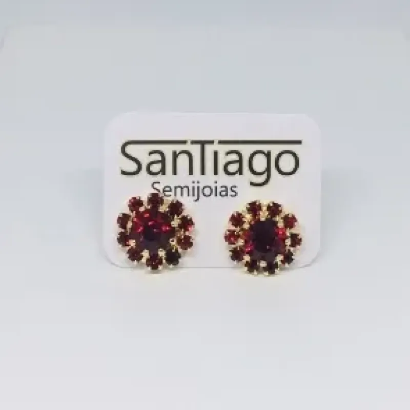 BRINCO FLOR DE STRASS CORES VARIADAS ADNY