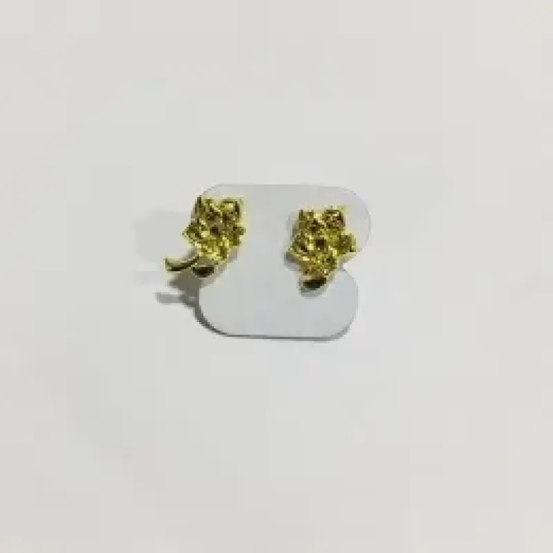 BRINCO FLORZINHA COM PEDRA CHECA PEQUENO DOURADO
