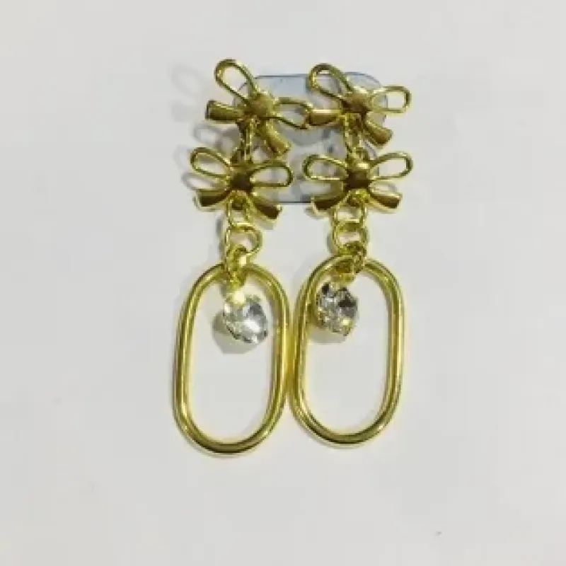 BRINCO LAÇO DUPLO COM STRASS PENDUREZA 